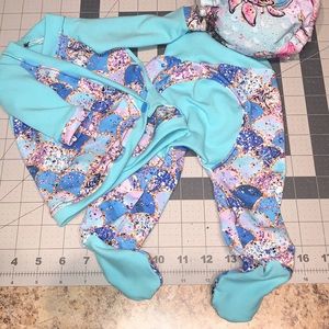 0/3 month baby footie pants and kimono top